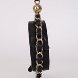 Chanel 2021 Black Lambskin Chain Around Round Clutch
