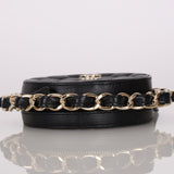 Chanel 2021 Black Lambskin Chain Around Round Clutch