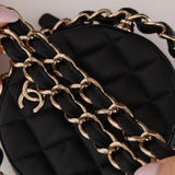 Chanel 2021 Black Lambskin Chain Around Round Clutch