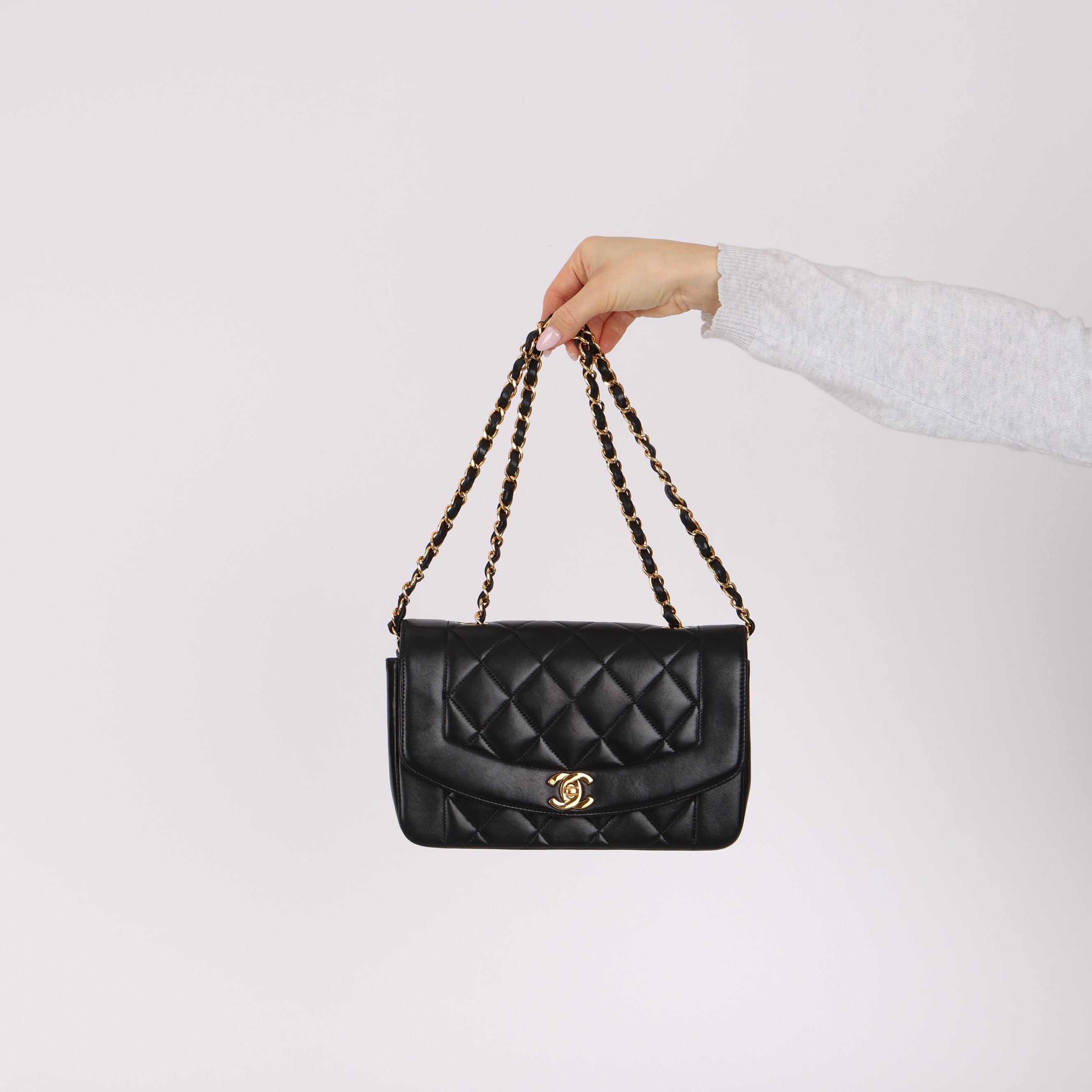 Chanel 1996 Lambskin Small Diana Bag 24K GP