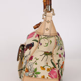 Gucci Multicolor Floral Nailhead Bamboo Top Handle Bag