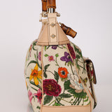 Gucci Multicolor Floral Nailhead Bamboo Top Handle Bag