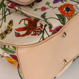 Gucci Multicolor Floral Nailhead Bamboo Top Handle Bag