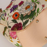 Gucci Multicolor Floral Nailhead Bamboo Top Handle Bag