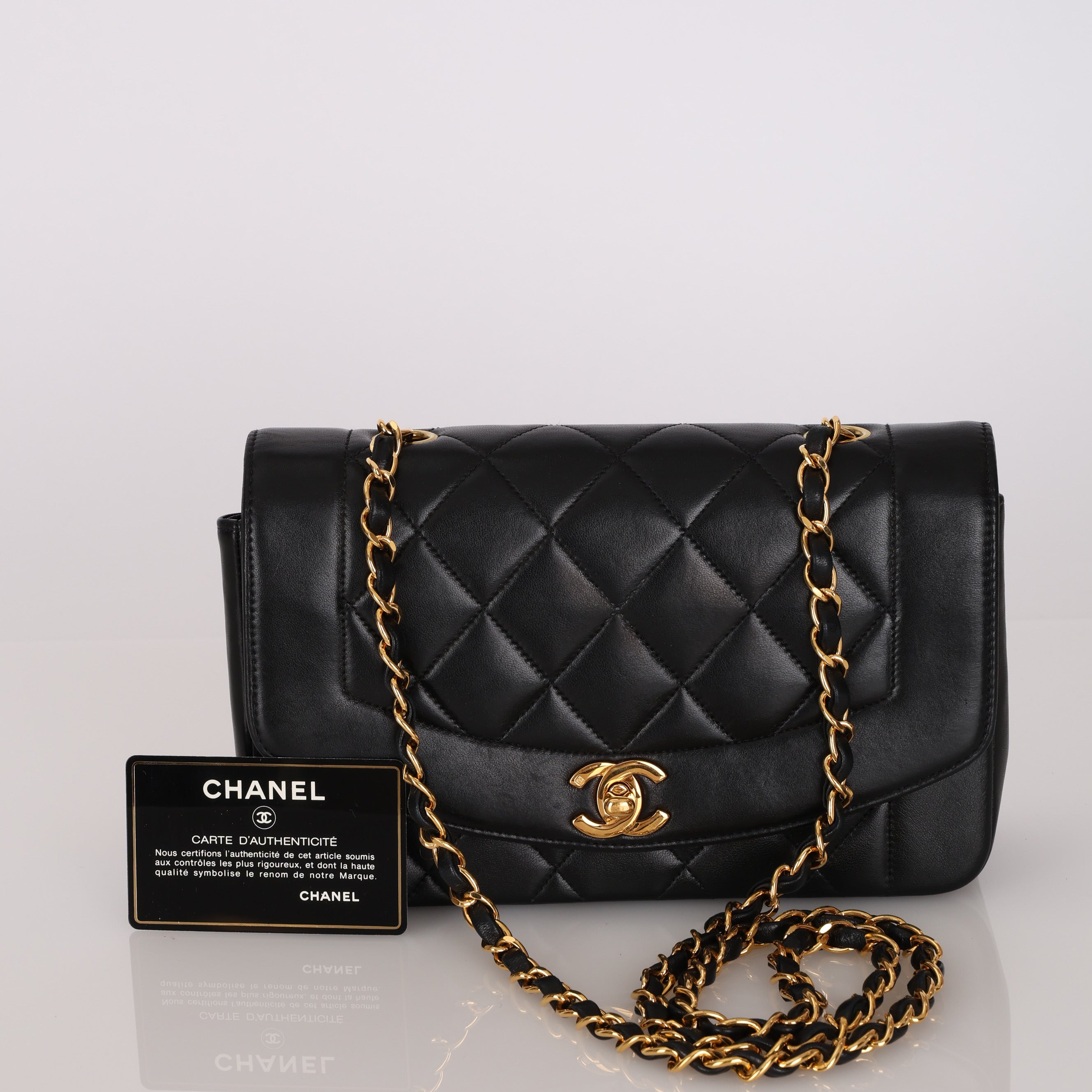 Chanel 1996 Lambskin Small Diana Bag 24K GP