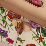 Gucci Multicolor Floral Nailhead Bamboo Top Handle Bag