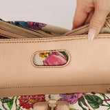 Gucci Multicolor Floral Nailhead Bamboo Top Handle Bag