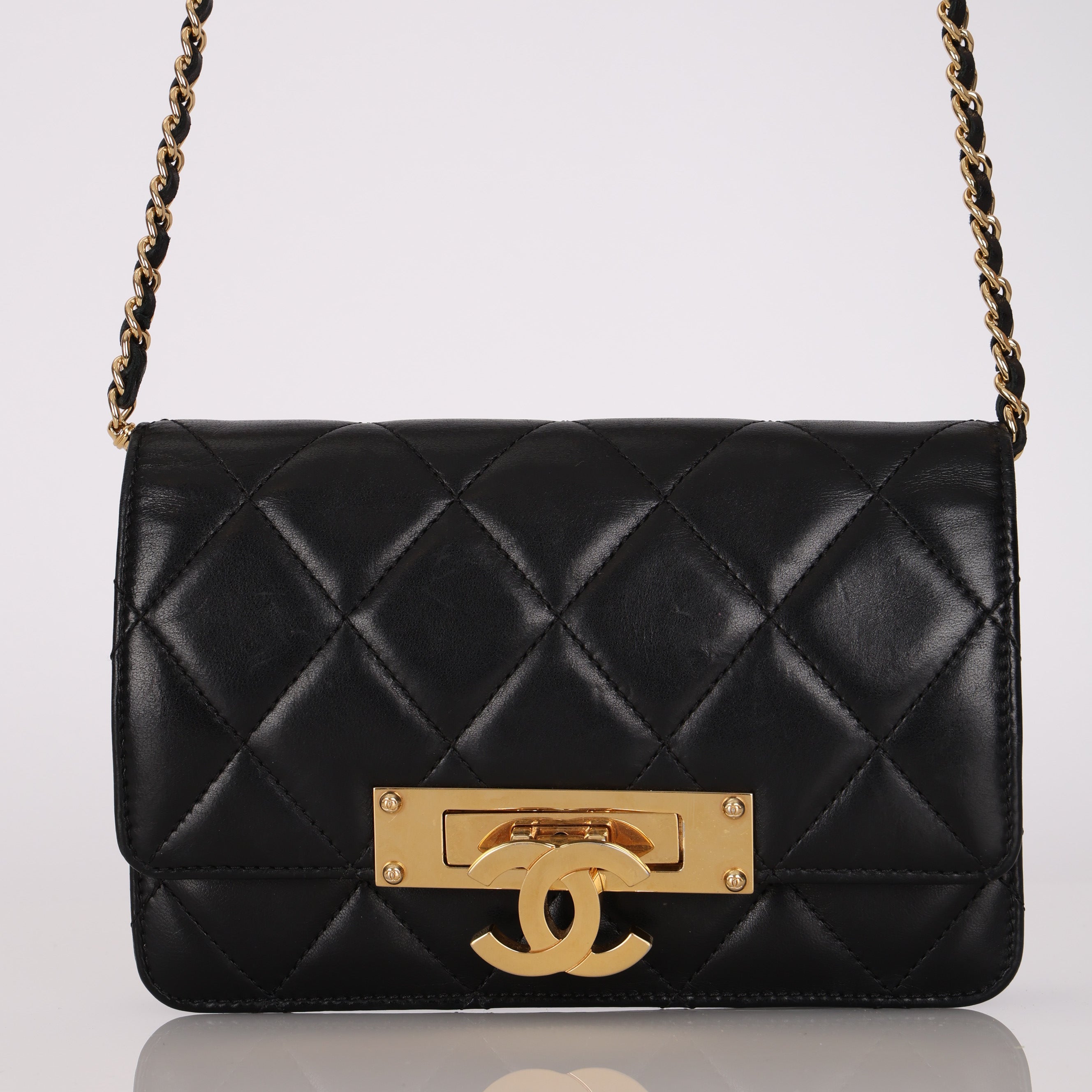 Chanel 2017 Lambskin Golden Clasp Wallet on Chain