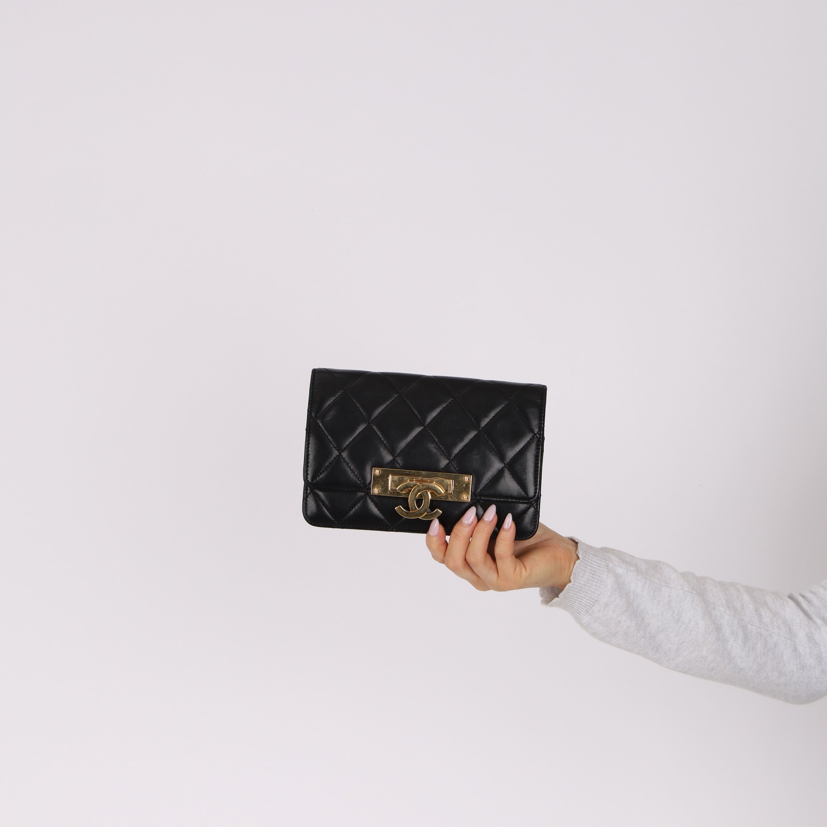 Chanel 2017 Lambskin Golden Clasp Wallet on Chain