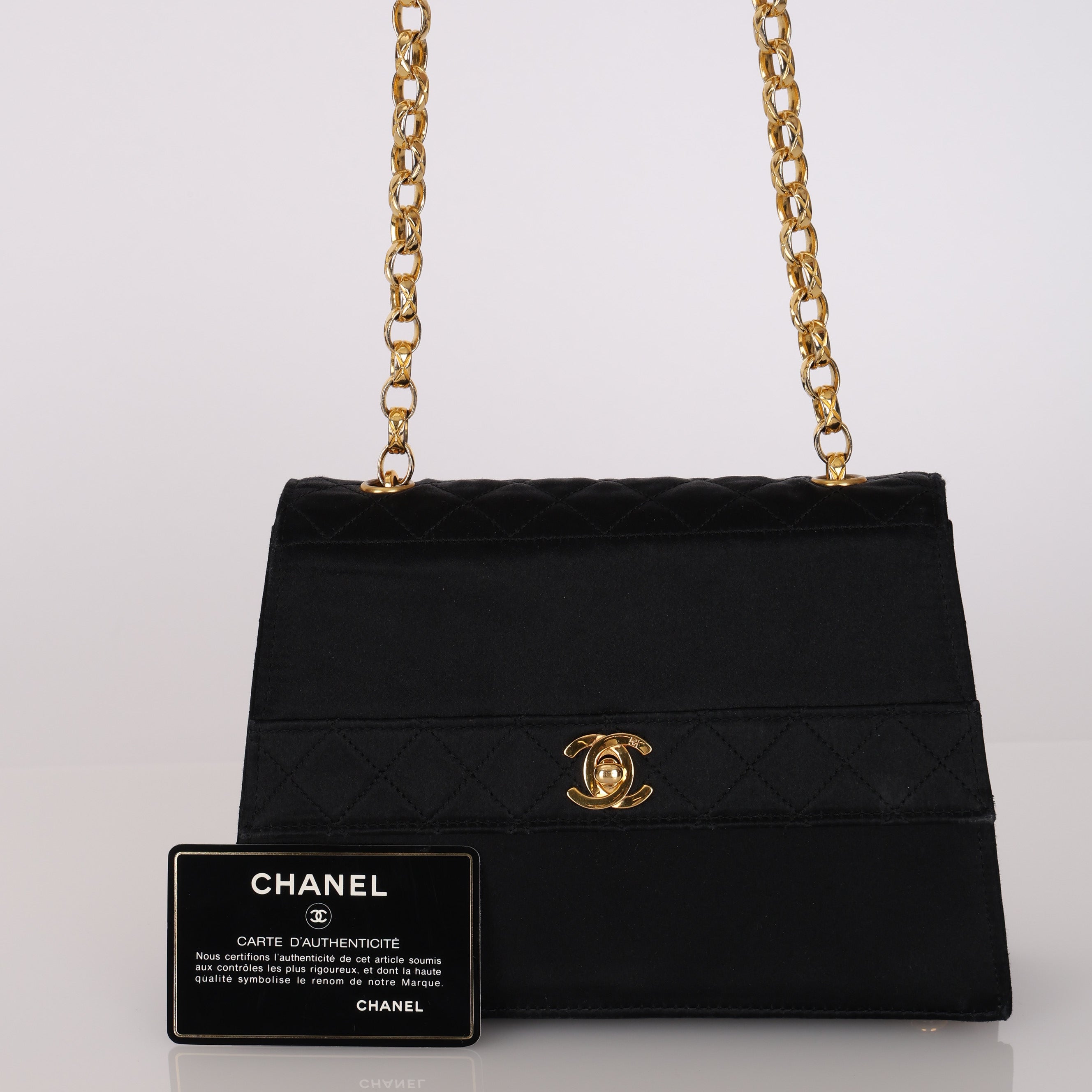 Rare Chanel 1991 Satin Bijoux Turnlock Mini Kelly Bag 24K GP