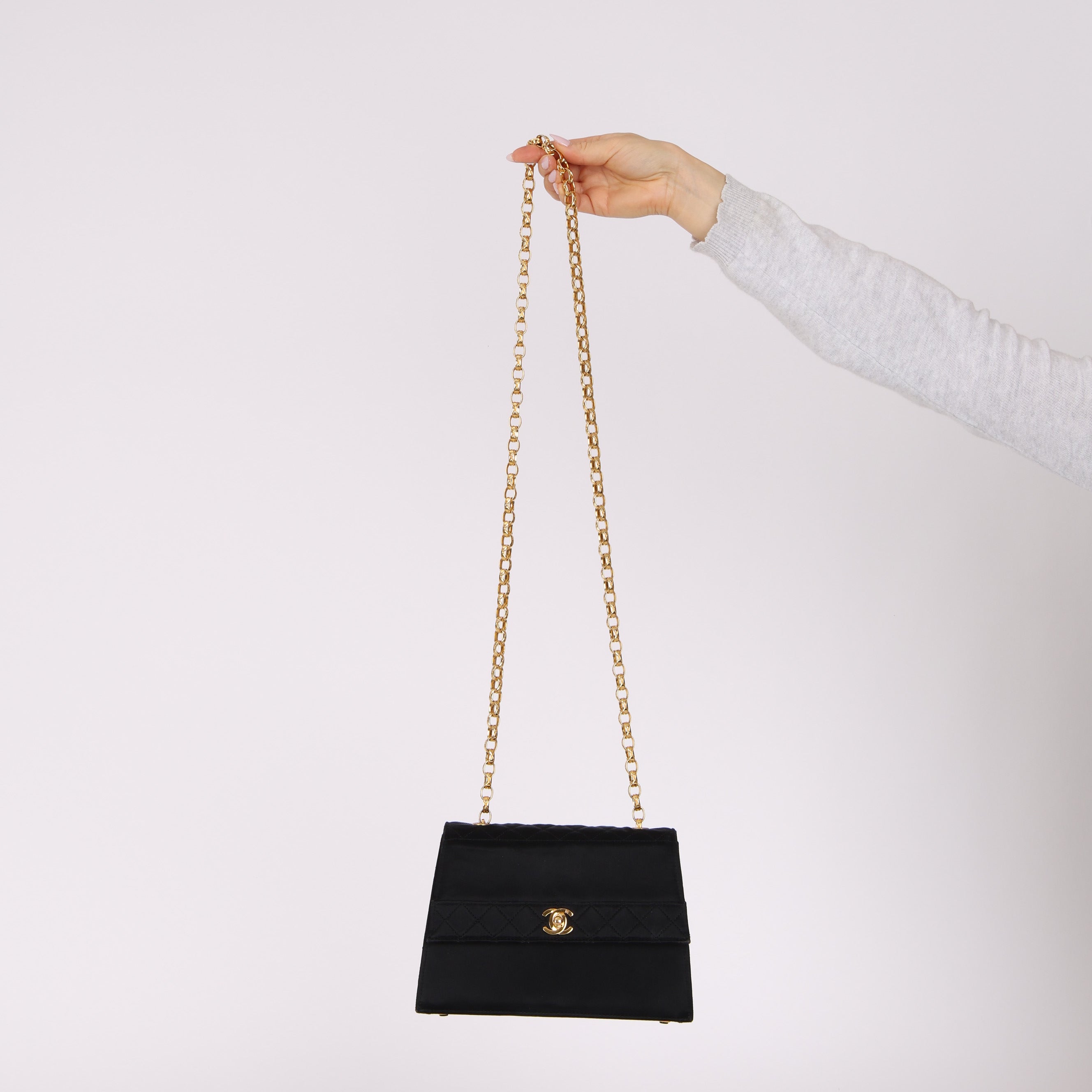 Rare Chanel 1991 Satin Bijoux Turnlock Mini Kelly Bag 24K GP