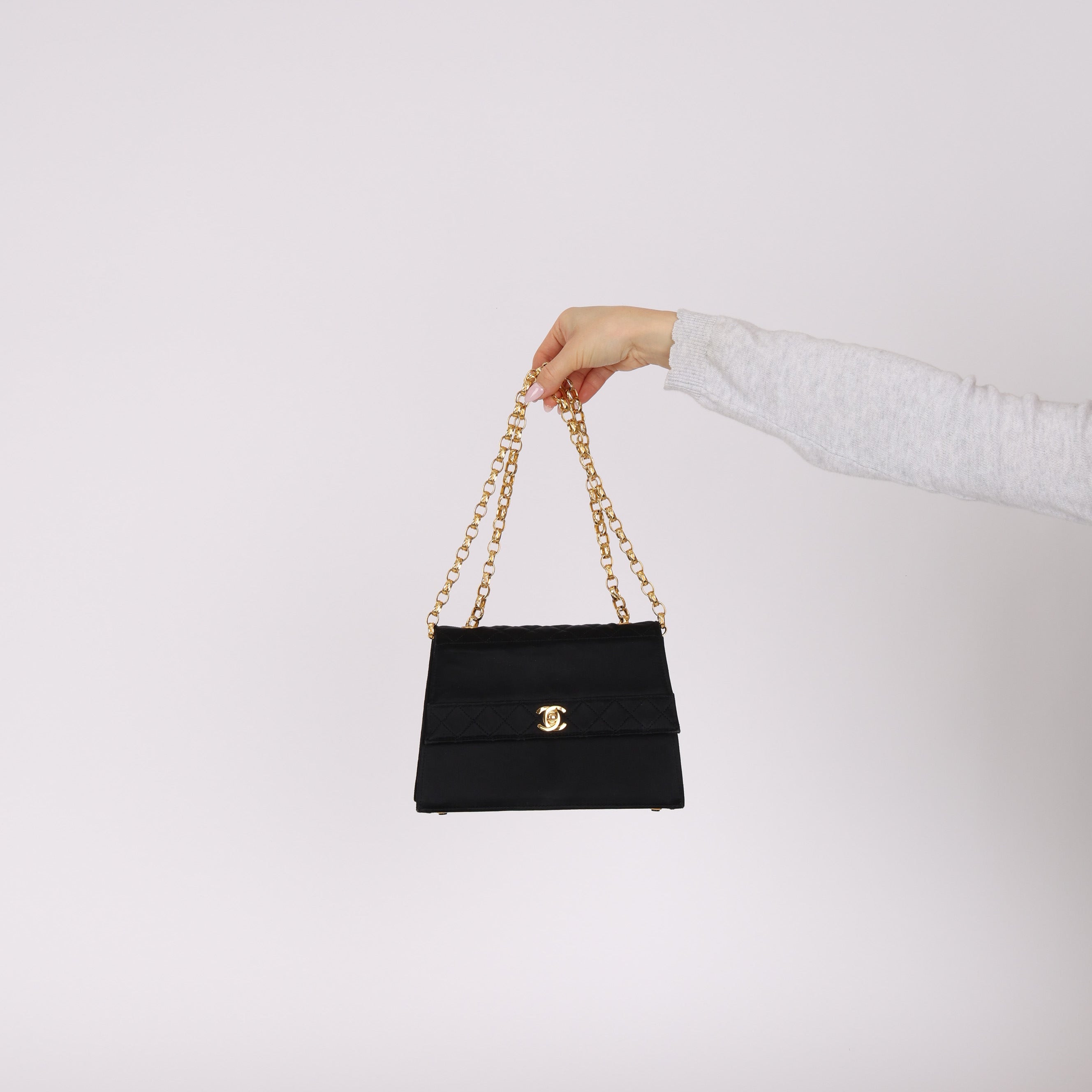 Rare Chanel 1991 Satin Bijoux Turnlock Mini Kelly Bag 24K GP