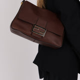 Rare Fendi Brown Nappa Medium Mama Baguette