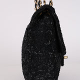 Chanel 2015 Sequin Embroidered Medium Single Flap Bag GHW
