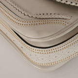 Gucci White Calfskin Whipstitch New Bamboo Medium Top Handle Bag