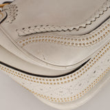 Gucci White Calfskin Whipstitch New Bamboo Medium Top Handle Bag