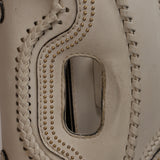 Gucci White Calfskin Whipstitch New Bamboo Medium Top Handle Bag