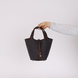 Hermès 2020 Havana Swift and Gris Moyen Wool Picotin 18 PM PHW