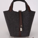 Hermès 2020 Havana Swift and Gris Moyen Wool Picotin 18 PM PHW
