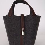 Hermès 2020 Havana Swift and Gris Moyen Wool Picotin 18 PM PHW