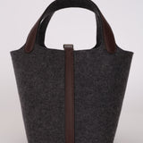 Hermès 2020 Havana Swift and Gris Moyen Wool Picotin 18 PM PHW