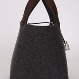 Hermès 2020 Havana Swift and Gris Moyen Wool Picotin 18 PM PHW