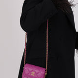 Chanel 2023 Violet Lambskin Cardholder on Chain