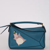 Limited Edition Loewe x Studio Ghibli Lagoon Blue Calfskin 'Boh Mouse' Small Puzzle Bag