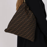 Fendi Zucca Canvas Gold Hoop Handle Tote
