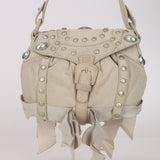 Rare Loewe Creme Suede Studded Medicine Shoulder Bag