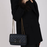 Chanel 2019 Navy Caviar Filigree Small Flap Bag