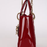 Dior 2019 Red Cannage Patent Chain Mini Lady Bag