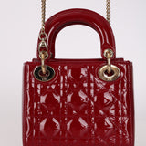 Dior 2019 Red Cannage Patent Chain Mini Lady Bag