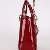 Dior 2019 Red Cannage Patent Chain Mini Lady Bag