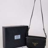 Prada Brushed Leather Small Emblème Crossbody Bag