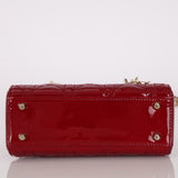 Dior 2019 Red Cannage Patent Chain Mini Lady Bag