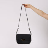 Prada Brushed Leather Small Emblème Crossbody Bag
