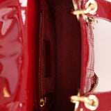 Dior 2019 Red Cannage Patent Chain Mini Lady Bag