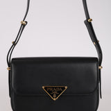 Prada Brushed Leather Small Emblème Crossbody Bag
