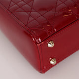 Dior 2019 Red Cannage Patent Chain Mini Lady Bag