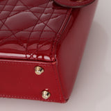 Dior 2019 Red Cannage Patent Chain Mini Lady Bag