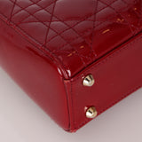 Dior 2019 Red Cannage Patent Chain Mini Lady Bag
