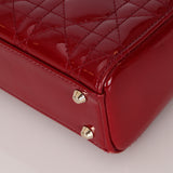 Dior 2019 Red Cannage Patent Chain Mini Lady Bag