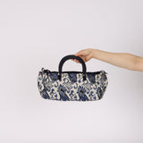 Prada Blue Lurex East West Baroque Handle Bag