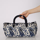Prada Blue Lurex East West Baroque Handle Bag