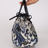 Prada Blue Lurex East West Baroque Handle Bag