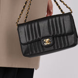 Chanel 1992 Caviar Mademoiselle Medium Flap Bag 24K GP