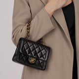 Rare Chanel Lambskin Chain Handle Mini Diana Flap Bag 24K GP