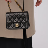 Rare Chanel Lambskin Chain Handle Mini Diana Flap Bag 24K GP