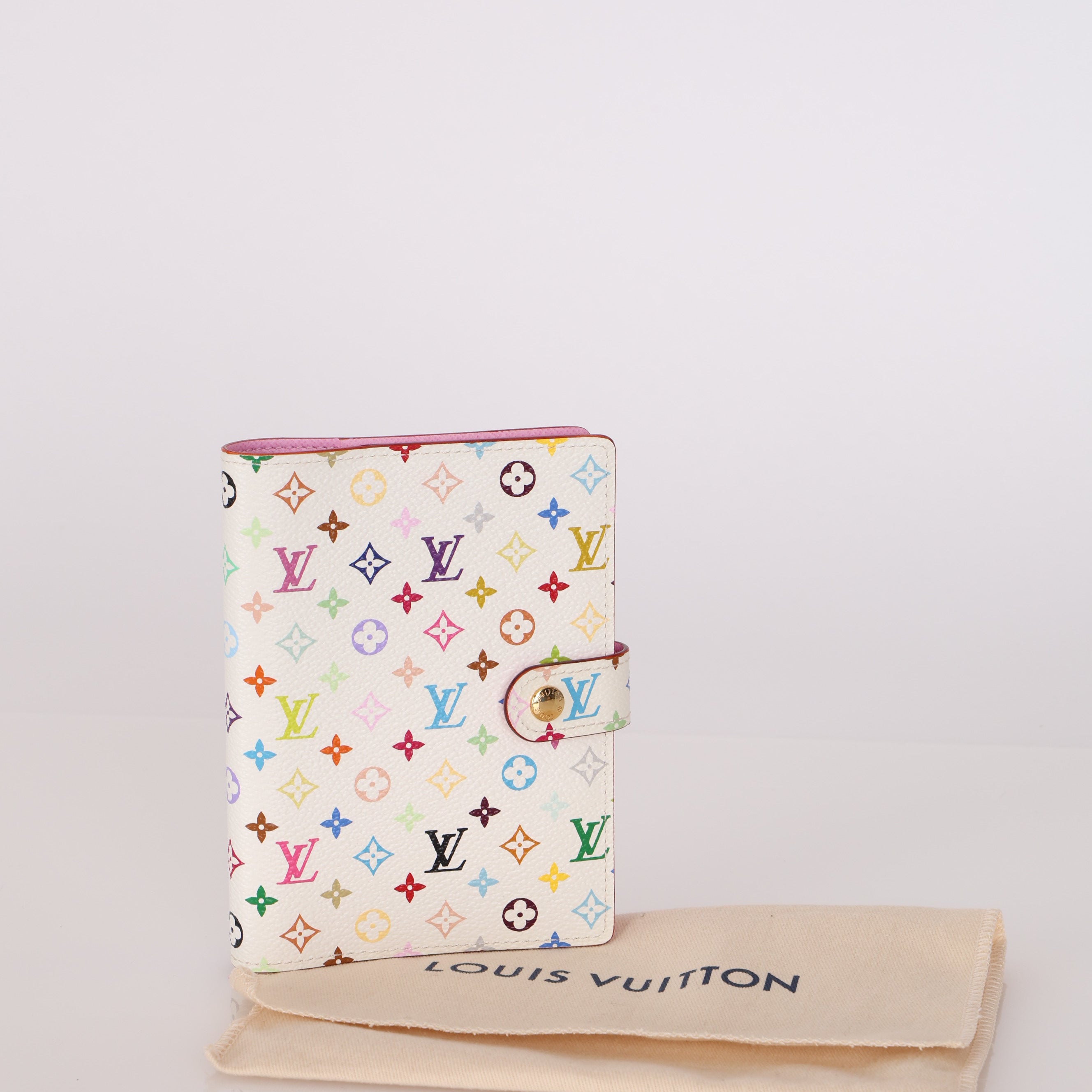 Limited Edition Louis Vuitton x Takashi Murakami Multicolor Monogram Blanc Agenda Cover PM